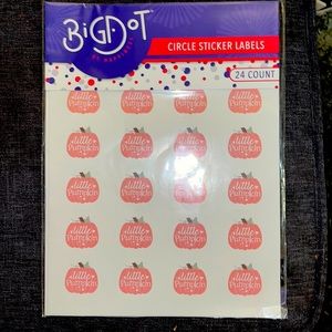 Baby shower stickers that say little pumpkin on them 24 count